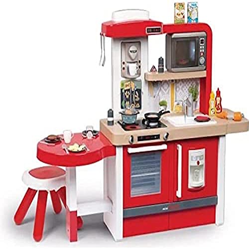 Smoby - Tefal Evo Gourmet Küche – XXL-Spielküche für Kinder mit vielen Funktionen, große Sitzecke mit Hocker, 43 tgl. Zubehör, für Kinder ab 3 Jahren, rot*