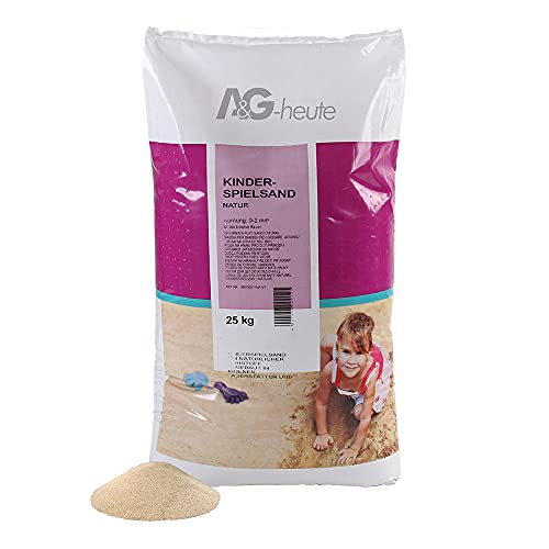 A&G-heute Min2C 25kg Spielsand Quarzsand | Fein gesiebt und geprüft | Hochwertiger Sand für Sandkasten Sandbox Kinderspiele Dekosand | Beige Qualität