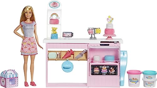 Barbie GFP59 - Tortenbäckerei-Spielset mit blonder Puppe, Kücheninsel mit Ofen, Knete und Spielzeug zum Dekorieren für Kinder von 4 bis 7 Jahren*